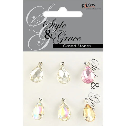 Assorted Crystal Colours Teardrop Rhinestone Pendant Charms